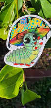 Load image into Gallery viewer, Mushroom Alien Caterpillar Sticker Trippy sticker. Psychedelic Laptop Sticker. Vinyl Magic Mushroom Sticker.