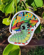 Load image into Gallery viewer, Mushroom Alien Caterpillar Sticker Trippy sticker. Psychedelic Laptop Sticker. Vinyl Magic Mushroom Sticker.