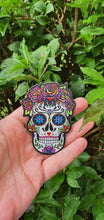 Load image into Gallery viewer, Sugar Skull Sticker. Decorative Skull. Skull With Roses. Day Of The Dead Sticker. Laptop Stickers.