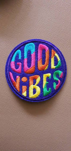 Good Vibes Iron On Patch. Rainbow Embroidered Patches. . Cool Patch For Clothing. Hippie Patches. Good Vibes Only