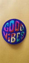 Load image into Gallery viewer, Good Vibes Iron On Patch. Rainbow Embroidered Patches. . Cool Patch For Clothing. Hippie Patches. Good Vibes Only