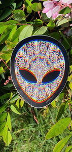 3D Trippy Alien Mushroom Mandala  Sticker. Alien Head Sticker. Magic Mushrooms Sticker. Laptop Sticker.