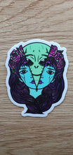 Load image into Gallery viewer, Alien Sticker. Alien 2 Face Sticker. Alien Sticker. Trippy Sticker