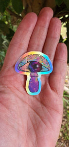 Mushroom Holographic Sticker.  Galaxy Eyeball - High quality Trippy sticker. Laptop Stickers