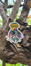 Load image into Gallery viewer, Alien With Stoned Octopus On Head Sticker. High quality Trippy sticker