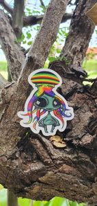 Alien With Stoned Octopus On Head Sticker. High quality Trippy sticker