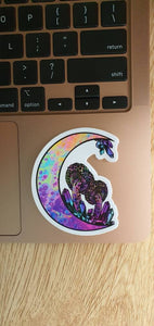 Moon Crystal Mushroom Sticker. Waterproof Stickers - Trippy sticker. Laptop Sticker.