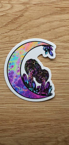 Moon Crystal Mushroom Sticker. Waterproof Stickers - Trippy sticker. Laptop Sticker.