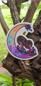 Moon Crystal Mushroom Sticker. Waterproof Stickers - Trippy sticker. Laptop Sticker.