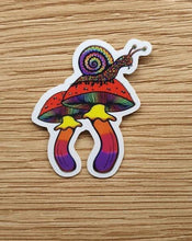 Load image into Gallery viewer, Trippy Snail On Mushrooms Sticker. Waterproof High Quality Stickers. Trippy Sticker. Snail Sticker. Mushroom Sticker. Laptop Sticker