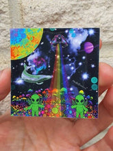 Load image into Gallery viewer, Alien Babies On Planet Trippy Sticker. UV indoor / outdoor Stickers - Laptop sticker. Flask sticker