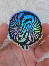 Load image into Gallery viewer, Trippy Sticker. Spiral Holographic Sticker. Laptop Sticker. Flask Sticker. High quality Trippy sticker