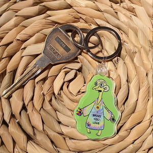 Trippy Burns Keychain Keyring. Alien Burns. Mushroom Psychedelics. Hippy Burns