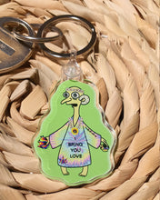 Load image into Gallery viewer, Trippy Burns Keychain Keyring. Alien Burns. Mushroom Psychedelics. Hippy Burns