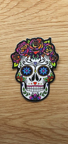 Sugar Skull Sticker. Decorative Skull. Skull With Roses. Day Of The Dead Sticker. Laptop Stickers.