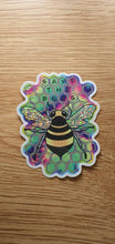 Load image into Gallery viewer, Glitter Holographic Bee Sticker. Save The Bees Sticker.