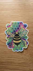 Glitter Holographic Bee Sticker. Save The Bees Sticker.