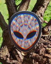 Load image into Gallery viewer, 3D Trippy Alien Mushroom Mandala  Sticker. Alien Head Sticker. Magic Mushrooms Sticker. Laptop Sticker.