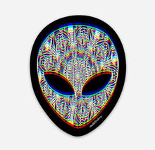 Load image into Gallery viewer, 3D Trippy Alien Mushroom Mandala  Sticker. Alien Head Sticker. Magic Mushrooms Sticker. Laptop Sticker.