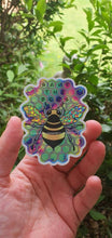 Load image into Gallery viewer, Glitter Holographic Bee Sticker. Save The Bees Sticker.