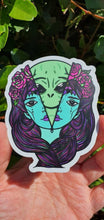 Load image into Gallery viewer, Alien Sticker. Alien 2 Face Sticker. Alien Sticker. Trippy Sticker