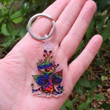 Load image into Gallery viewer, Trippy Mushroom King Keychain Keyring. Alien Keyring Keychain