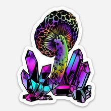 Load image into Gallery viewer, Mushroom Crystals Sticker. Waterproof Stickers - Trippy sticker. Laptop Sticker.