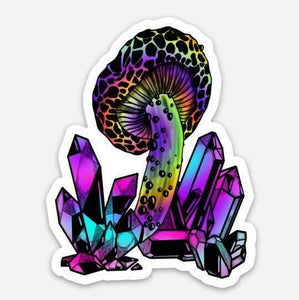 Mushroom Crystals Sticker. Waterproof Stickers - Trippy sticker. Laptop Sticker.