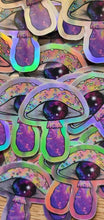 Load image into Gallery viewer, Mushroom Holographic Sticker.  Galaxy Eyeball - High quality Trippy sticker. Laptop Stickers