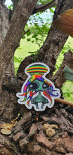 Load image into Gallery viewer, Alien With Stoned Octopus On Head Sticker. High quality Trippy sticker