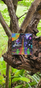 Alien Babies On Planet Trippy Sticker. UV indoor / outdoor Stickers - Laptop sticker. Flask sticker