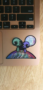 Alien Family Psychedelic Trippy sticker. Waterproof Stickers - High quality Trippy sticker. Laptop sticker.