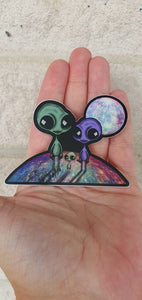 Alien Family Psychedelic Trippy sticker. Waterproof Stickers - High quality Trippy sticker. Laptop sticker.