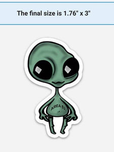 Alien Area 51 Sticker. Waterproof Stickers - Trippy sticker. Laptop Sticker.