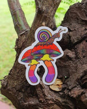 Load image into Gallery viewer, Trippy Snail On Mushrooms Sticker. Waterproof High Quality Stickers. Trippy Sticker. Snail Sticker. Mushroom Sticker. Laptop Sticker