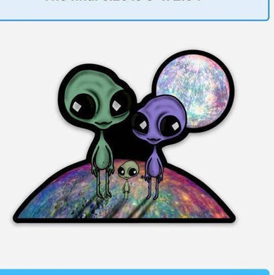 Alien Family Psychedelic Trippy sticker. Waterproof Stickers - High quality Trippy sticker. Laptop sticker.