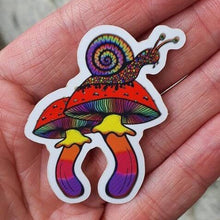 Load image into Gallery viewer, Trippy Snail On Mushrooms Sticker. Waterproof High Quality Stickers. Trippy Sticker. Snail Sticker. Mushroom Sticker. Laptop Sticker