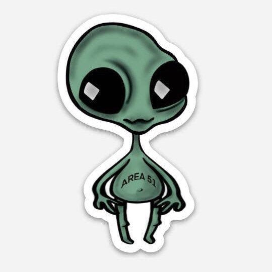 Alien Area 51 Sticker. Waterproof Stickers - Trippy sticker. Laptop Sticker.