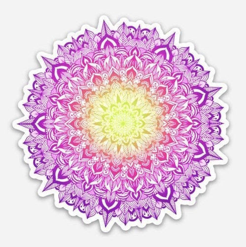 Colorful Mandala Sticker. Rainbow Colourful Mandala Laptop Sticker.