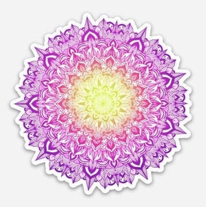 Colorful Mandala Sticker. Rainbow Colourful Mandala Laptop Sticker.