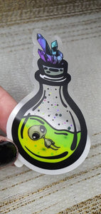 Clear Alien Bottle Sticker. Waterproof Alien Sticker. Laptop Sticker. Water Bottle Sticker. High quality Trippy Sticker