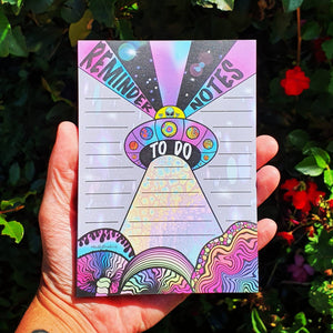 Alien UFO Mushroom Notepad. Psychedelic Notepad. Trippy Notepad. To Do Notepad. Reminder Notepad. Notes.