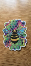 Load image into Gallery viewer, Glitter Holographic Bee Sticker. Save The Bees Sticker.