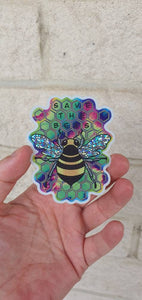 Glitter Holographic Bee Sticker. Save The Bees Sticker.