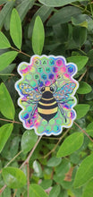 Load image into Gallery viewer, Glitter Holographic Bee Sticker. Save The Bees Sticker.