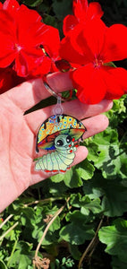 Caterpillar Keychain Keyring. Mushroom Trippy Artwork. Cool Keychain Keyring