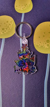 Load image into Gallery viewer, Trippy Mushroom King Keychain Keyring. Alien Keyring Keychain