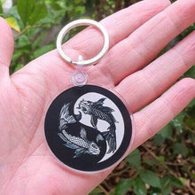 Load image into Gallery viewer, Koi Fish Yin Yang Keychain Keyring.