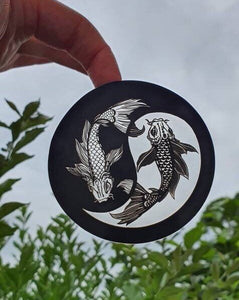 Clear Koi Fish Sticker. Yin Yang Sticker. Laptop Sticker. Flask Sticker. High quality Waterproof Trippy Sticker