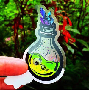 Clear Alien Bottle Sticker. Waterproof Alien Sticker. Laptop Sticker. Water Bottle Sticker. High quality Trippy Sticker